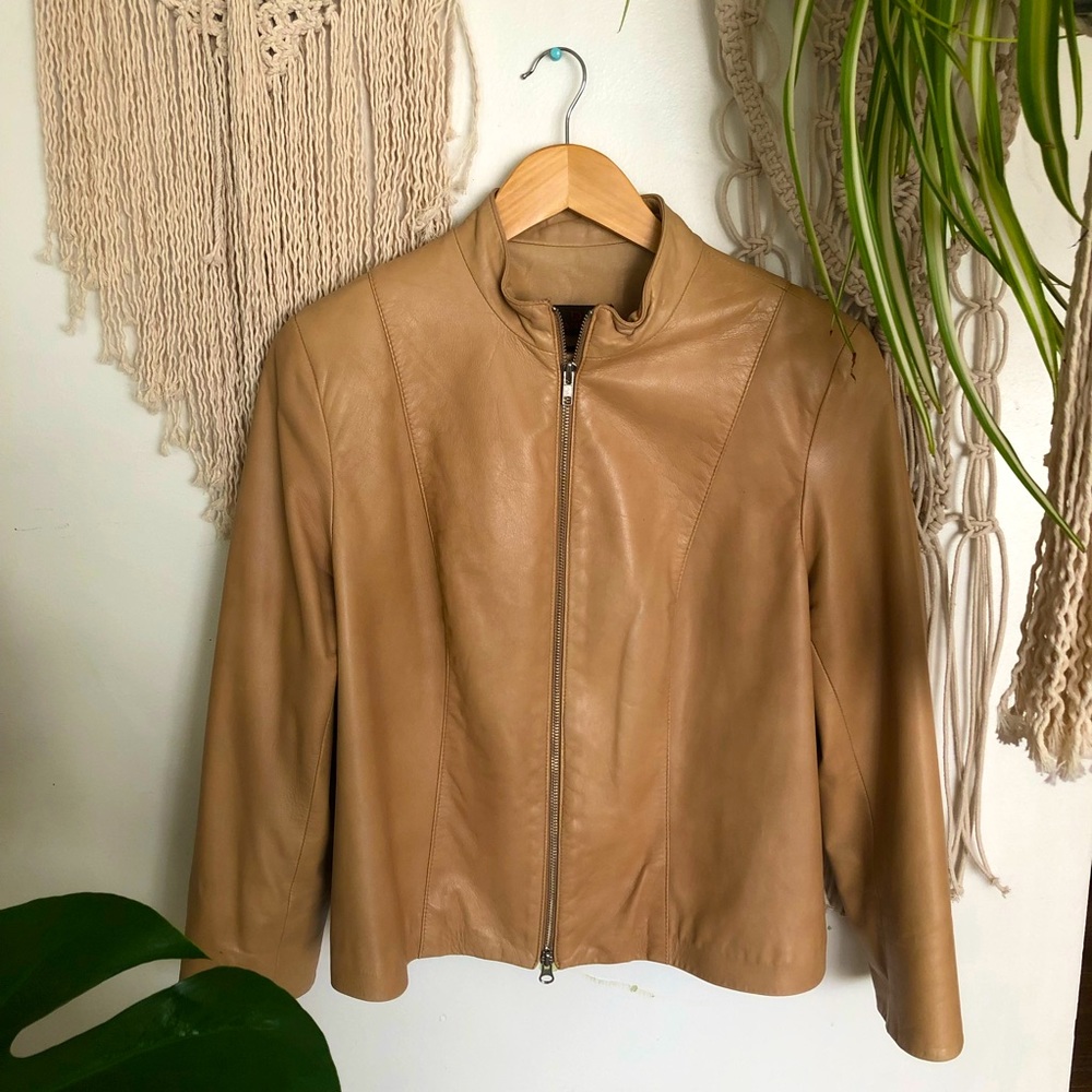 Tan leather jacket